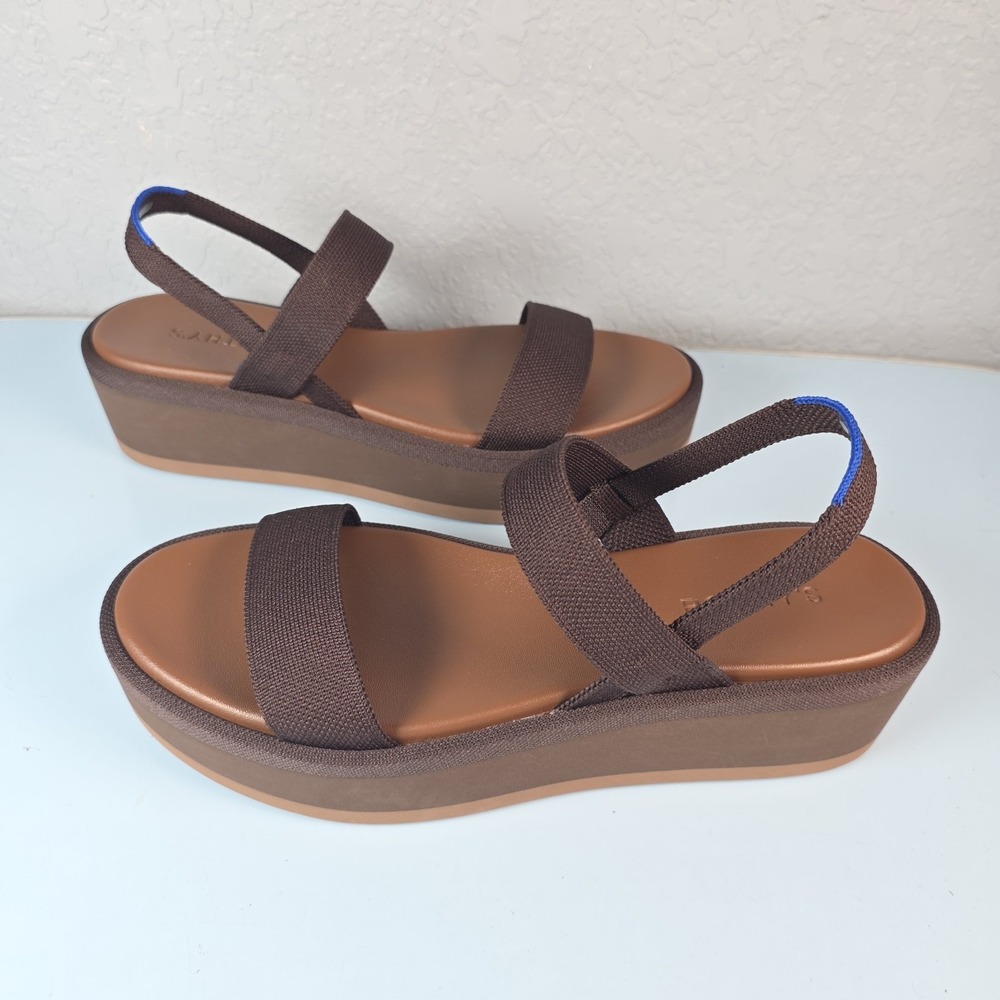 ROTHY'S The Lightweight Brown Platform Wedge Slingback Sandals Women 10.5 NWOB